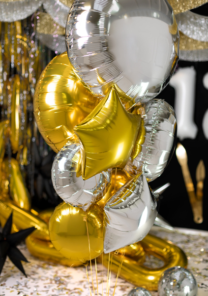 Balon foliowy okrągły Pastylka, 45 cm, srebrny - obrazek 3