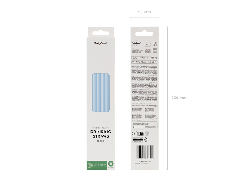 Słomki plastikowe, 23 cm, błękitny (1 op. / 12 szt.) - obrazek 7