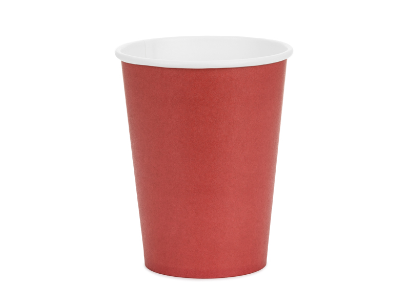 Kubeczki papierowe, ciemny czerwony, 250ml (1 op. / 6 szt.)
