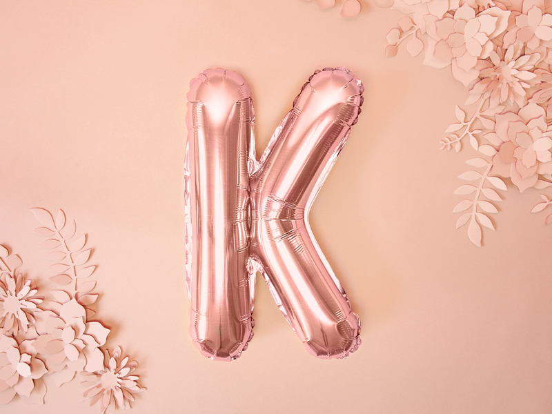 Balon foliowy Litera ''K'', 35cm, różowe złoto - obrazek 2