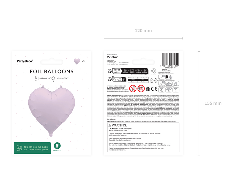 Balon foliowy Serce, 45cm, fiolet - obrazek 4