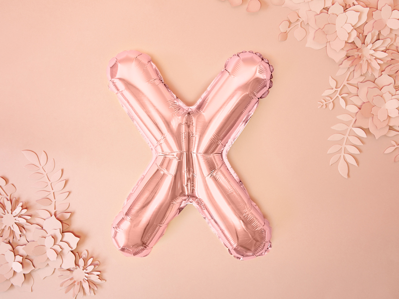 Balon foliowy Litera ''X'', 35cm, różowe złoto - obrazek 2
