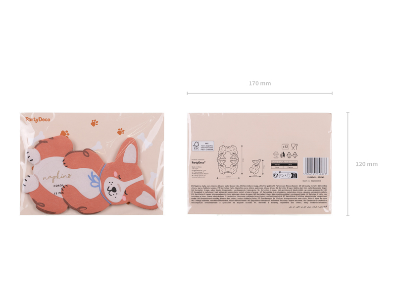 Serwetki Corgi, 11x15 cm, mix (1 op. / 12 szt.) - obrazek 4