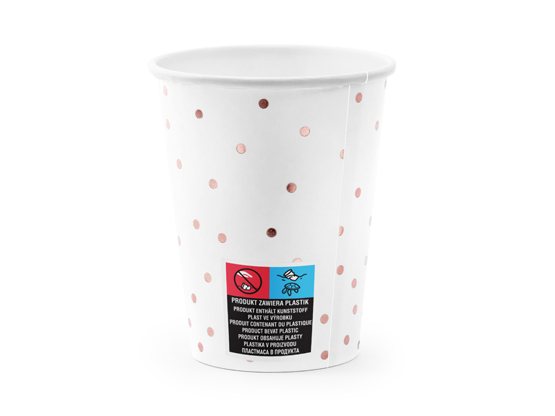 Kubeczki Kropki, biały, 260ml (1 op. / 6 szt.) - obrazek 2