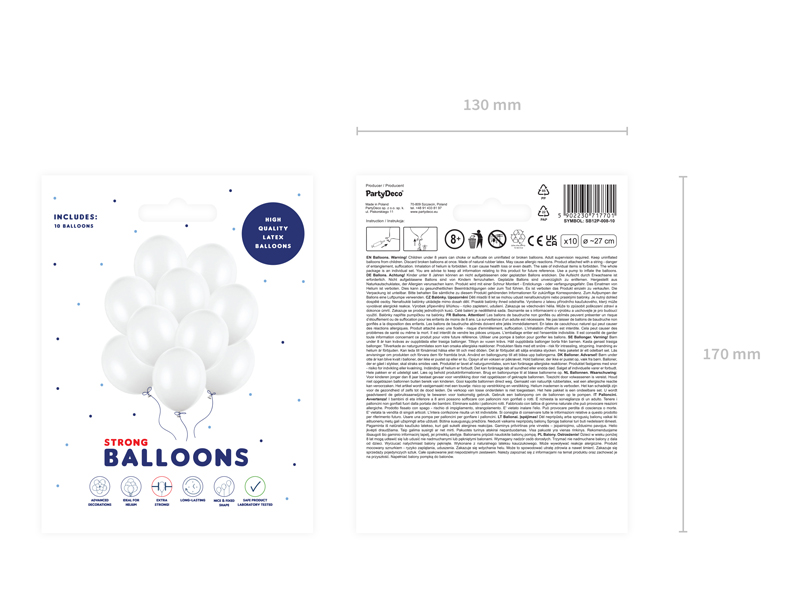 Balony Strong 27cm, Pastel Pure White (1 op. / 10 szt.) - obrazek 3