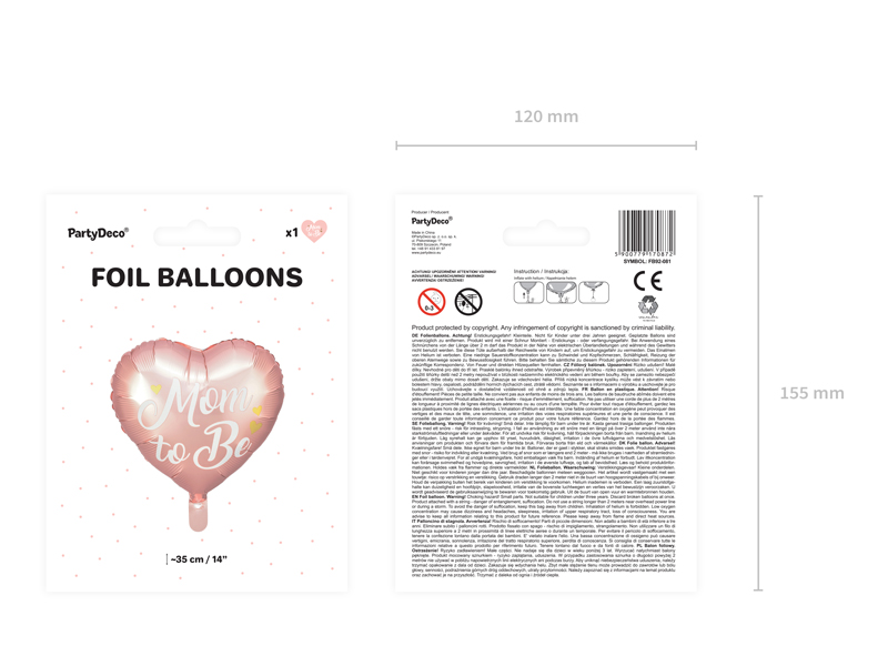 Balon foliowy Mom to Be, 35cm, różowy - obrazek 7
