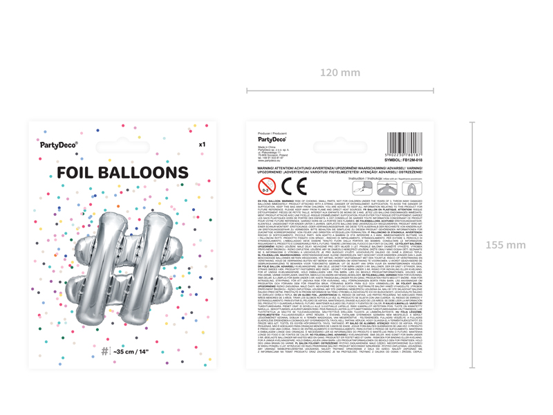 Balon foliowy #, 35cm, srebrny - obrazek 5