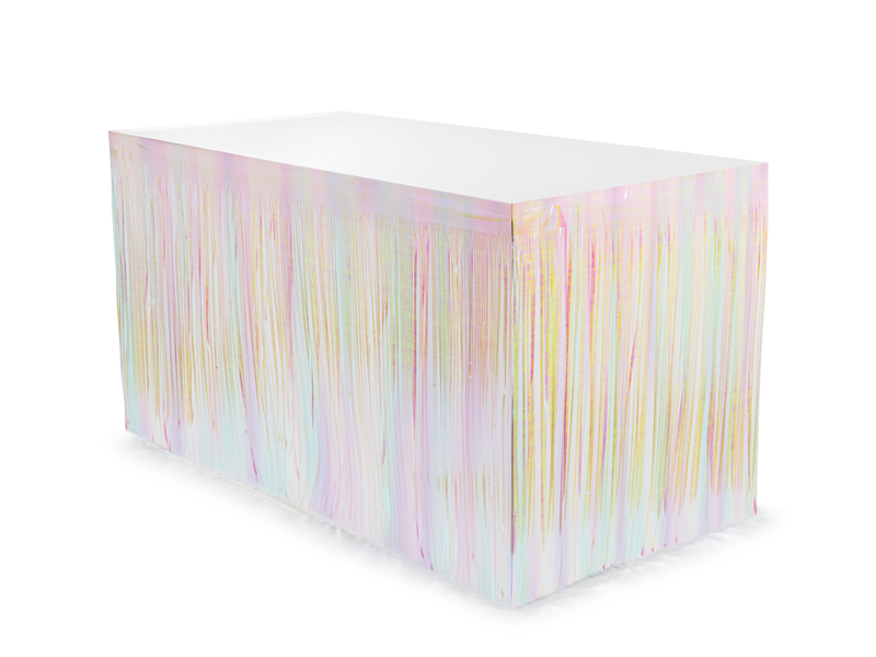 Skirting foliowy z frędzlami, opalizujący, 300x80cm
