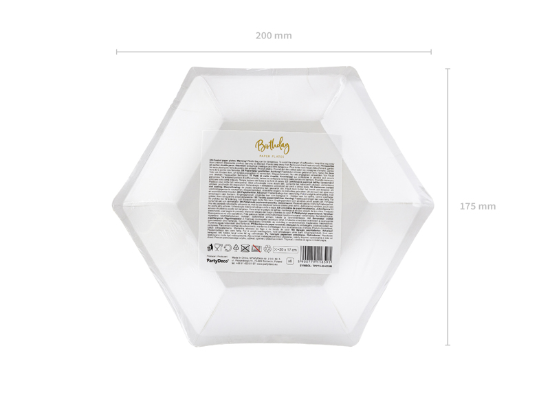 Talerzyki 50th Birthday, złoty, 20cm (1 op. / 6 szt.) - obrazek 7