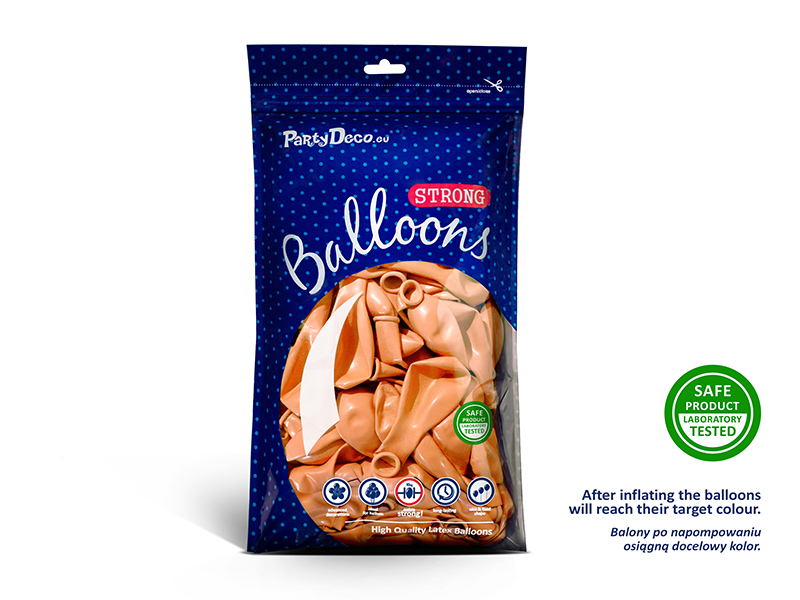 Balony Strong 23cm, Metallic Brt. Orange (1 op. / 100 szt.) - obrazek 4