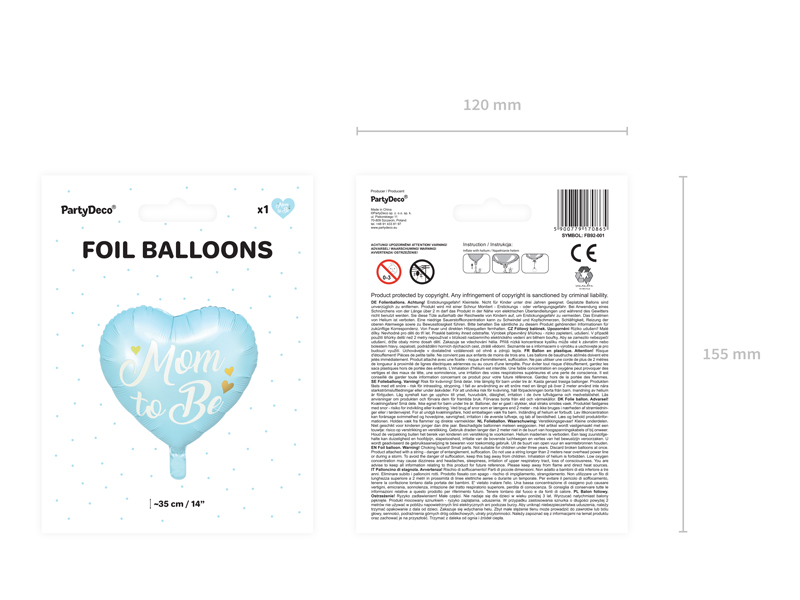 Balon foliowy Mom to Be, 35cm, niebieski - obrazek 6
