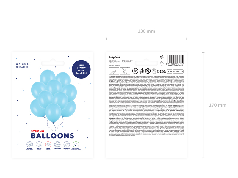 Balony Strong 27cm, Pastel Baby Blue (1 op. / 10 szt.) - obrazek 2