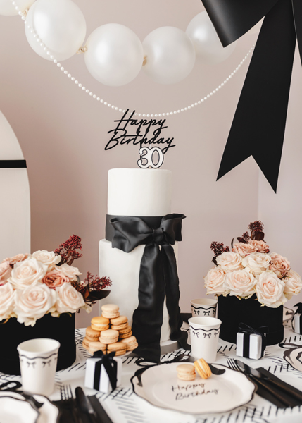 Topper akrylowy na tort Happy Birthday, czarny, 16.5 cm - obrazek 4