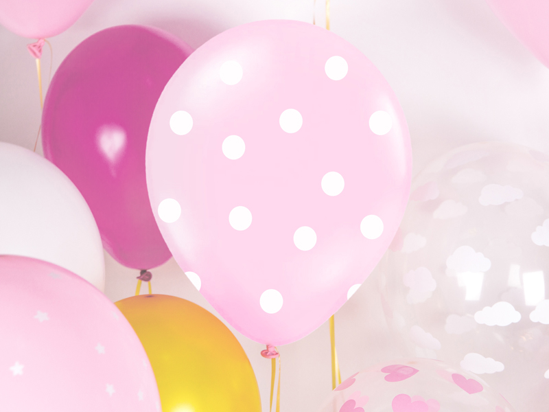 Balony 30cm, Kropki, Pastel Baby Pink (1 op. / 50 szt.) - obrazek 2