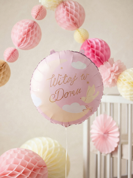 Balon foliowy pastylka ''Witaj w Domu'', 35x35 cm, jasnoróżowy - obrazek 2