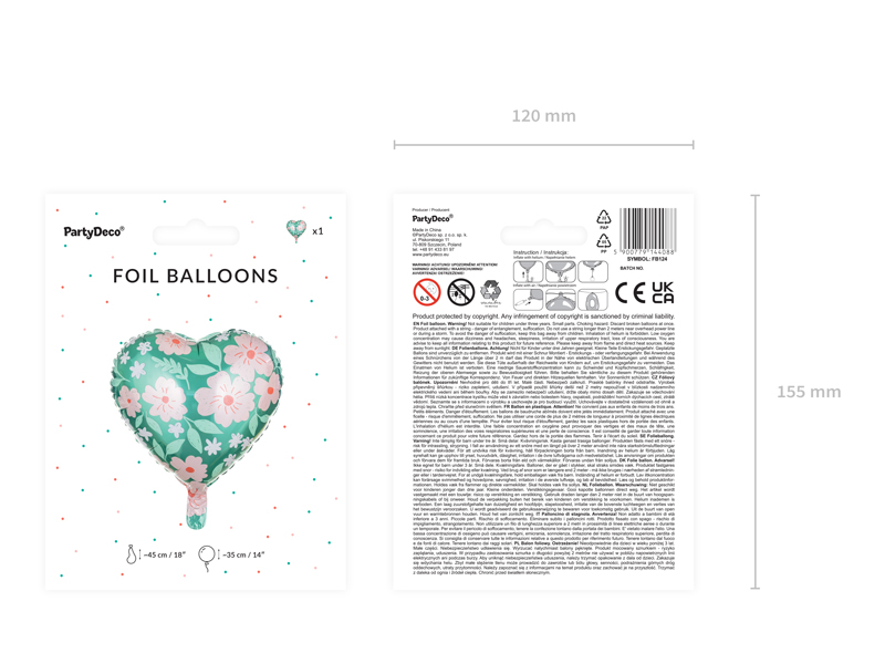 Balon foliowy Serce w kwiaty, 45 cm, mix - obrazek 7