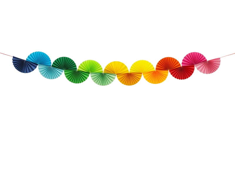 Girlanda papierowa Tęczowe Wachlarze, 2,5m, mix