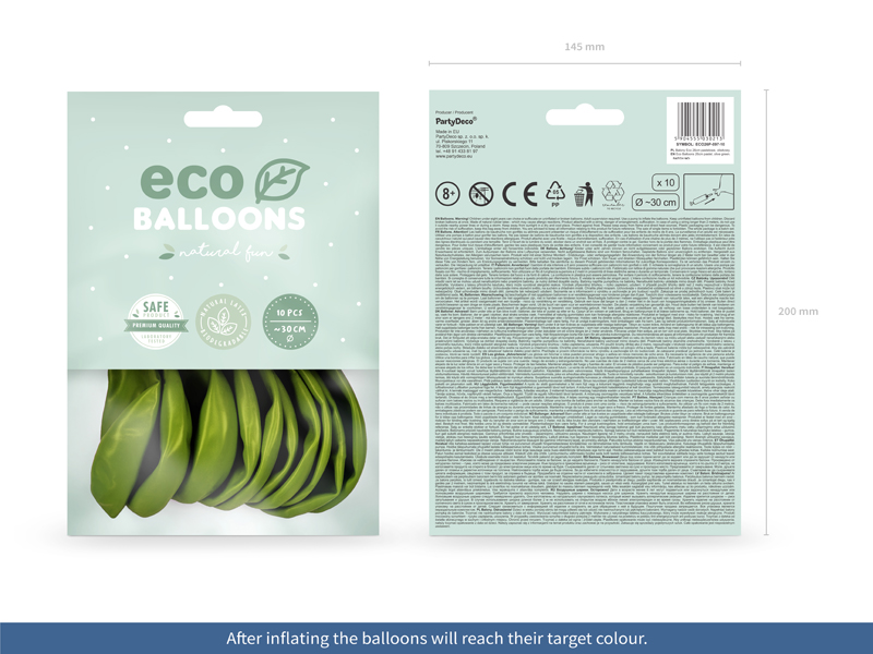 Balony Eco 26cm pastelowe, oliwkowy (1 op. / 10 szt.) - obrazek 6