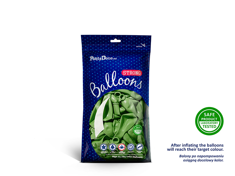 Balony Strong 12cm, Metallic Bright Green (1 op. / 100 szt.) - obrazek 2
