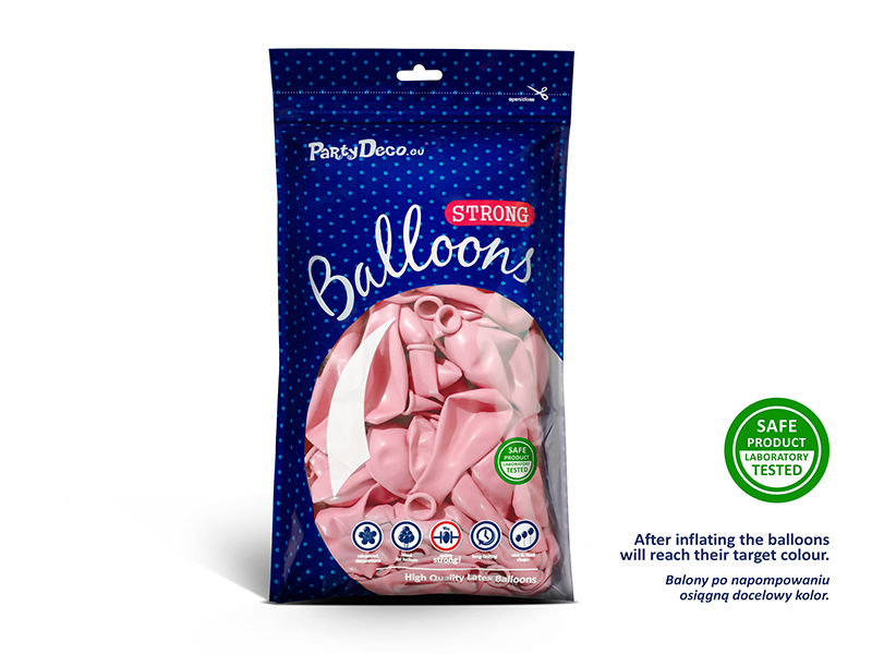 Balony Strong 27cm, Pastel Pale Pink (1 op. / 50 szt.) - obrazek 3