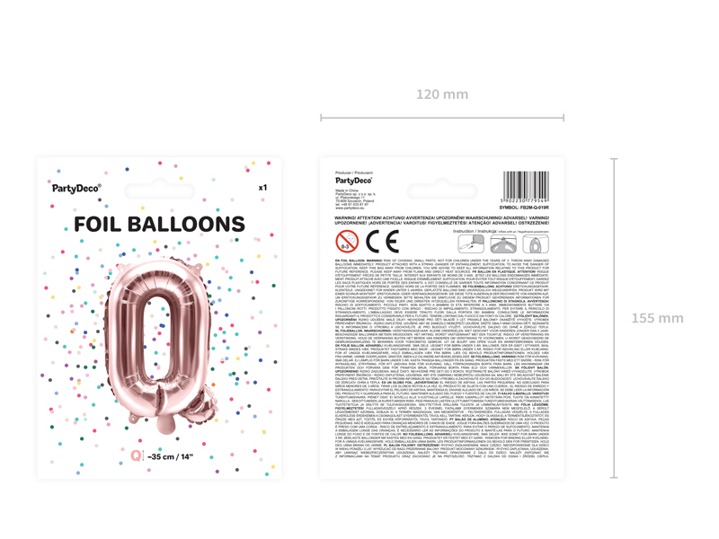 Balon foliowy Litera ''Q'', 35cm, różowe złoto - obrazek 4