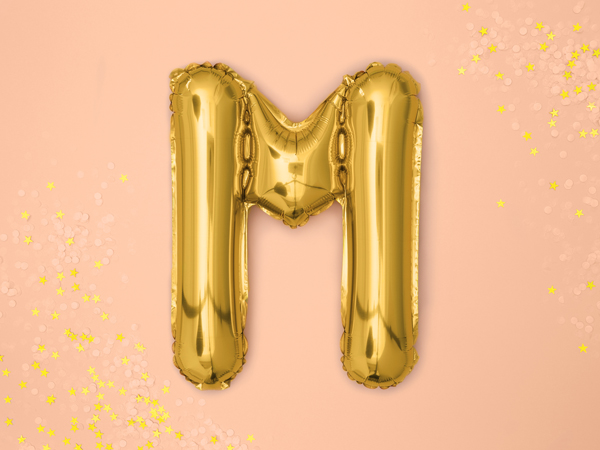 Balon foliowy Litera ''M'', 35cm, złoty - obrazek 2