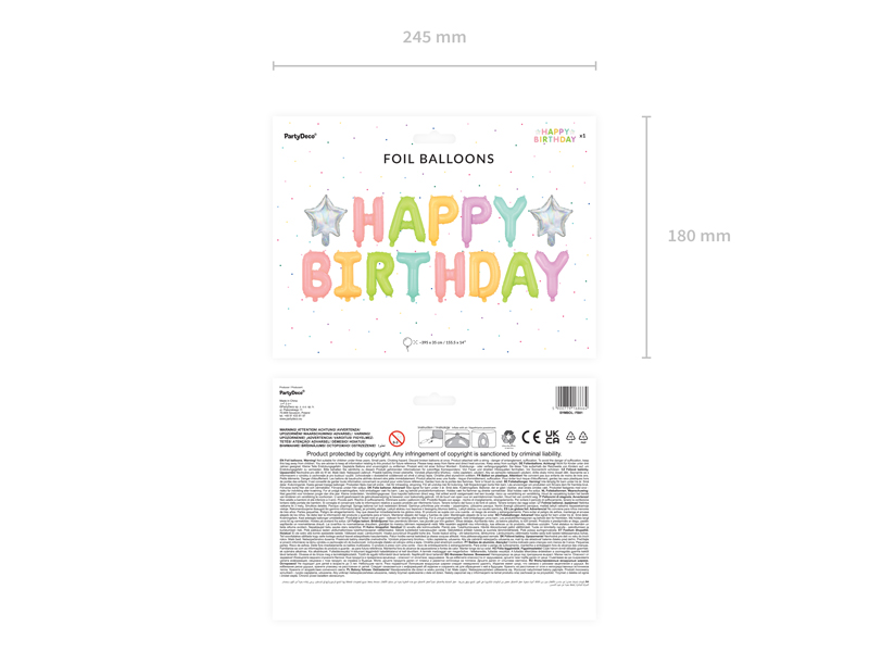 Balon foliowy Happy Birthday, 395x35cm, mix - obrazek 4