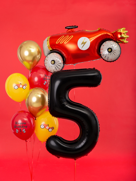 Balon foliowy Cyfra ''5'', 86cm, czarny - obrazek 3