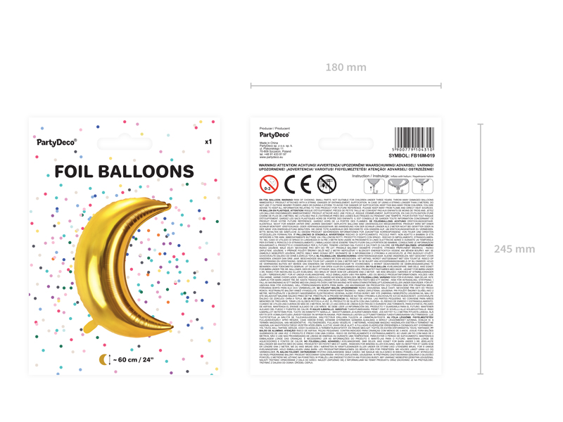 Balon foliowy Księżyc, 60cm, złoty - obrazek 7