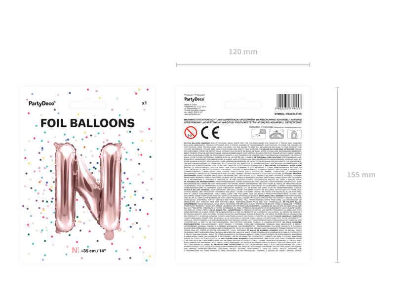 Balon foliowy Litera ''N'', 35cm, różowe złoto - obrazek 6