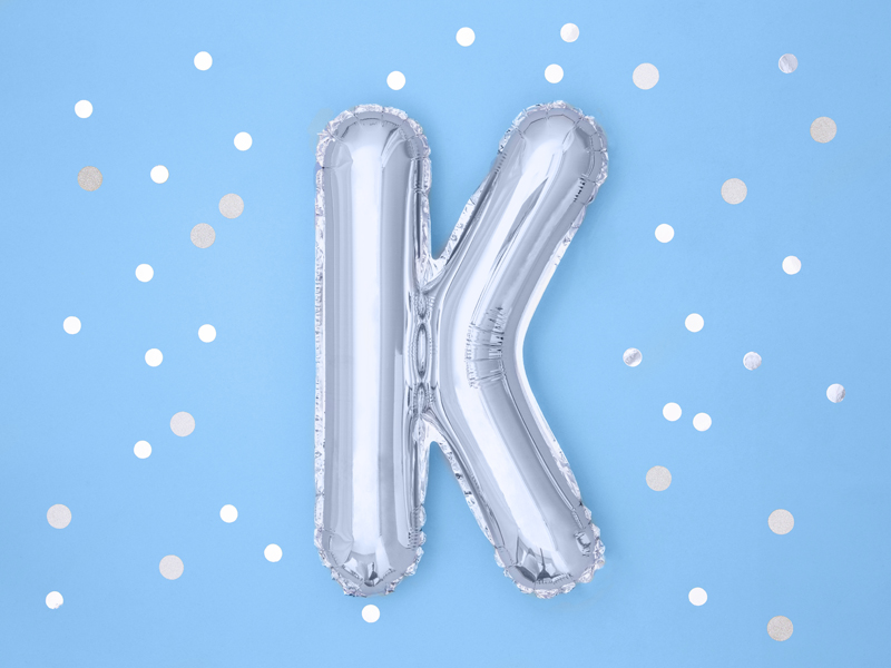Balon foliowy Litera ''K'', 35cm, srebrny - obrazek 2