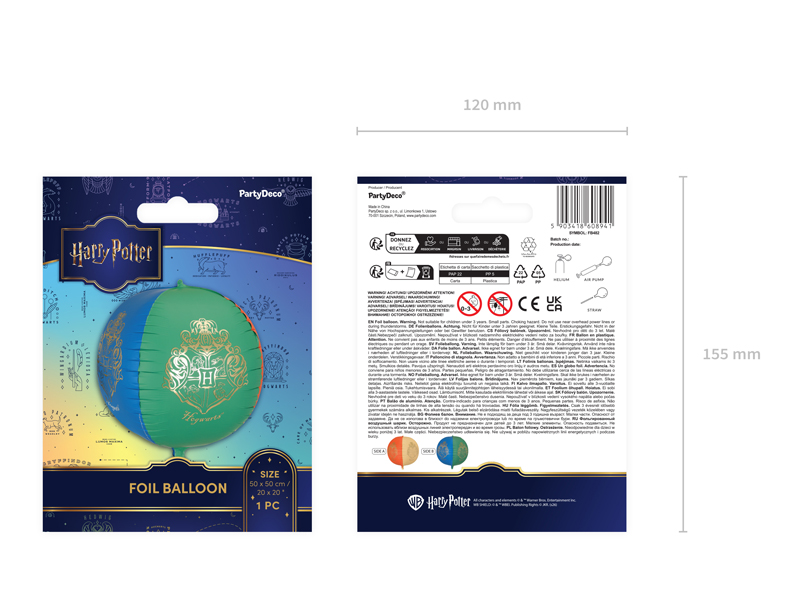 Balon foliowy kula Harry Potter Herb Hogwartu, 50 cm, mix - obrazek 6