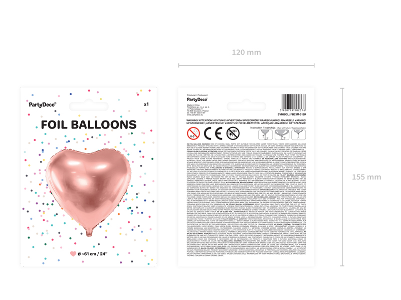 Balon foliowy Serce, 61cm, różowe złoto - obrazek 6