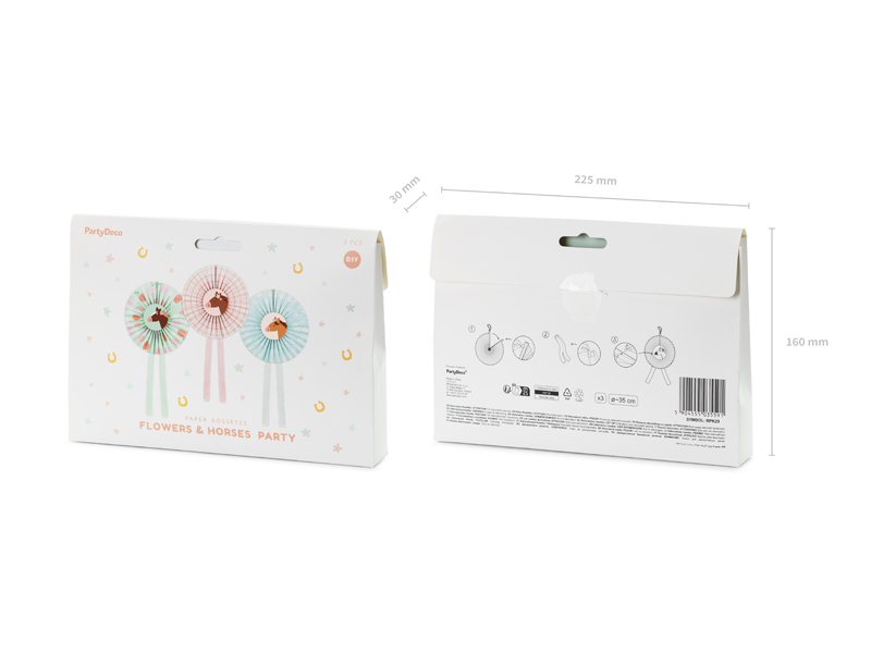 Rozety dekoracyjne Konie, mix, 35 cm (1 op. / 3 szt.) - obrazek 3