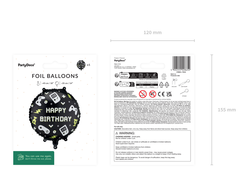 Balon foliowy pastylka ''Happy Birthday'', 35x35 cm, mix - obrazek 3