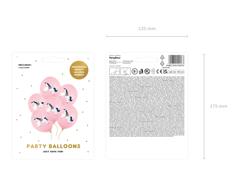 Balony 30 cm, Konik, Pastel Pale Pink (1 op. / 6 szt.) - obrazek 4