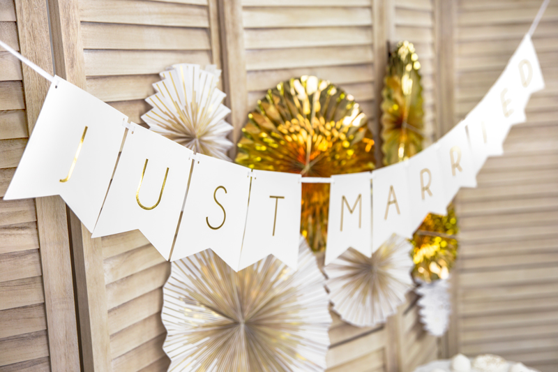 Baner Just Married, biały, 15 x 155 cm - obrazek 4