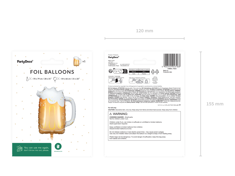 Balon foliowy Piwo, 66 x 54 cm - obrazek 3