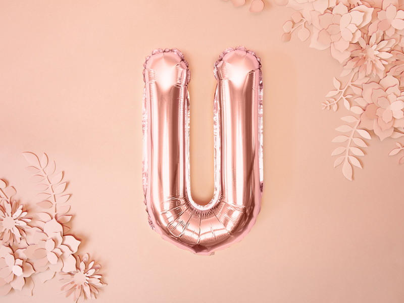 Balon foliowy Litera ''U'', 35cm, różowe złoto - obrazek 2