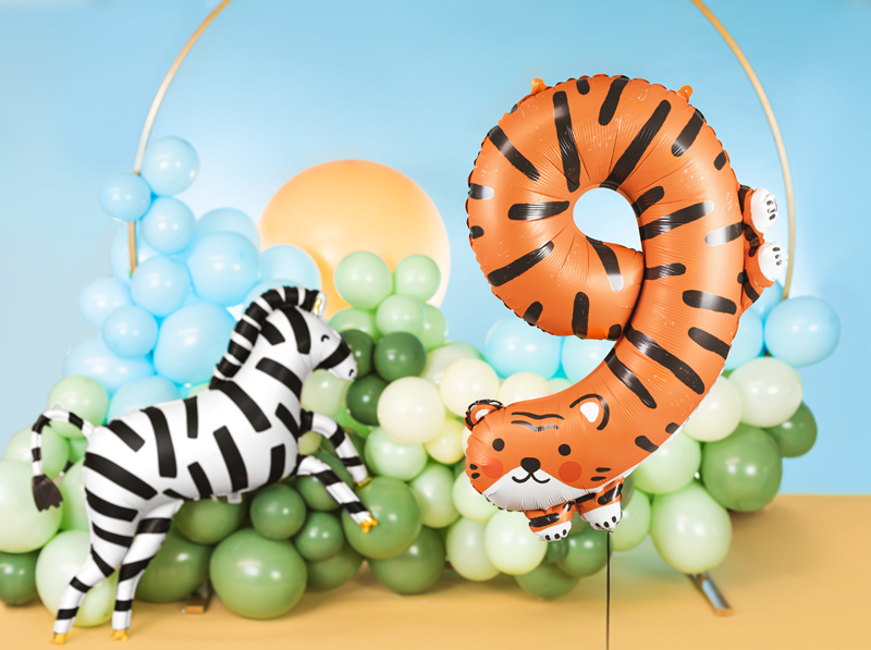 Balon foliowy Cyfra 9 - Tygrys, 64x87 cm, mix - obrazek 4