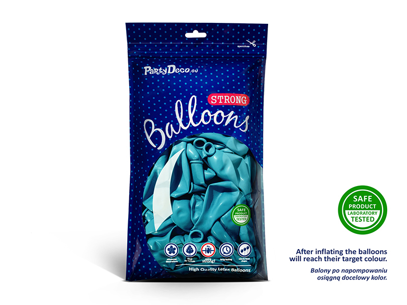 Balony Strong 30cm, Metallic Caribb. Blue (1 op. / 100 szt.) - obrazek 2