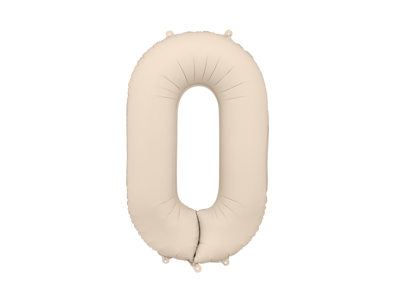 Balon foliowy Cyfra '0', 86cm, jasny beż