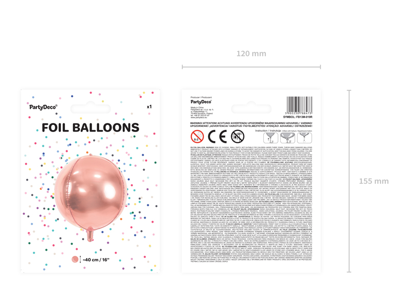 Balon foliowy Kula, 40cm, różowe złoto - obrazek 7