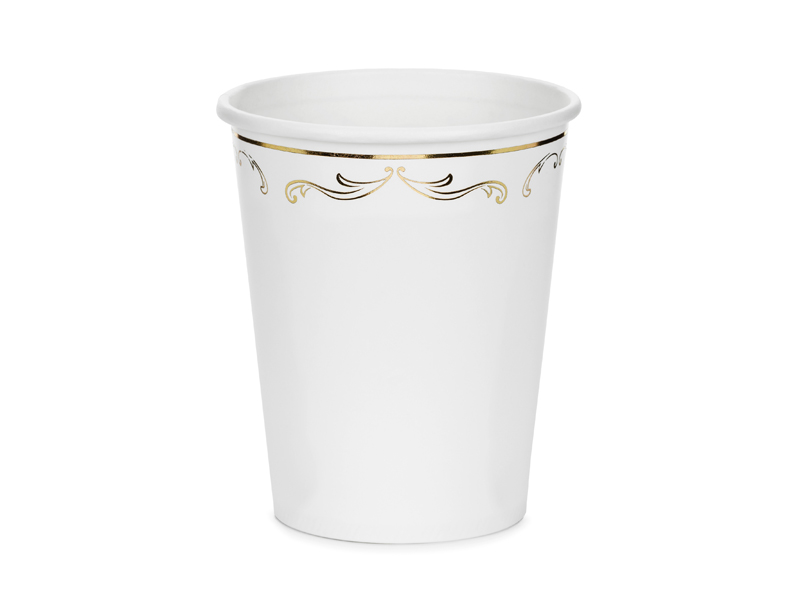 Kubeczki z ornamentem, biały, 220 ml (1 op. / 6 szt.)