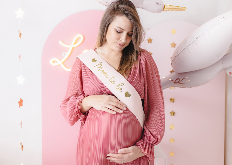 Szarfa Mom to be, blady róż, 75 cm - obrazek 2