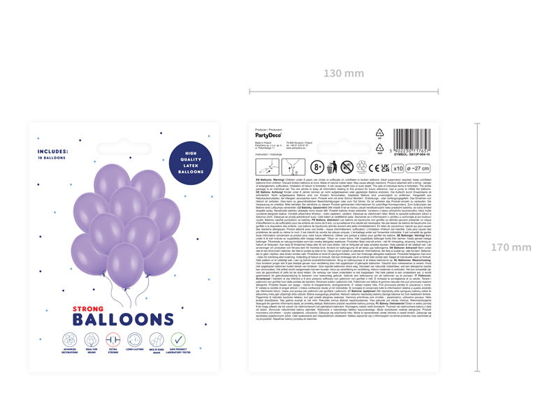 Balony Strong 27cm, Pastel Lavender Blue (1 op. / 10 szt.) - obrazek 3