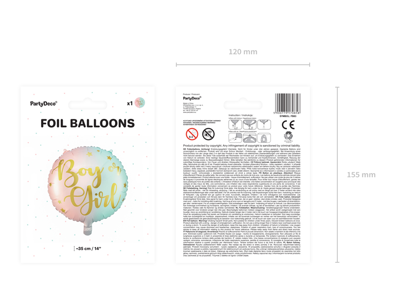 Balon foliowy Boy or Girl, 35cm, mix - obrazek 5