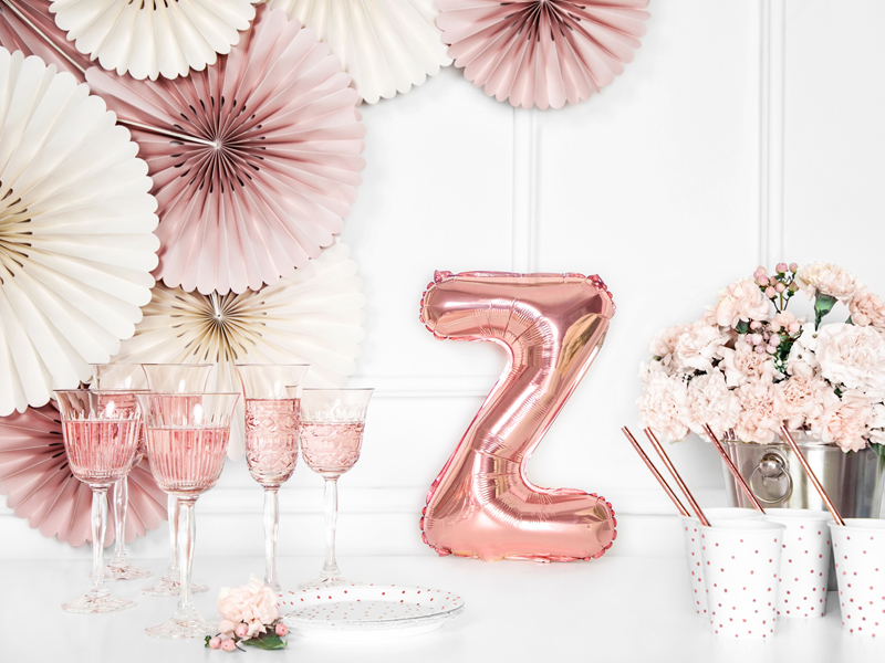 Balon foliowy Litera ''Z'', 35cm, różowe złoto - obrazek 3
