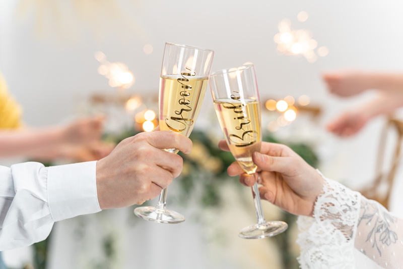 Naklejki na kieliszki ''Bride & Groom'', złoty (1 op. / 2 szt.) - obrazek 5