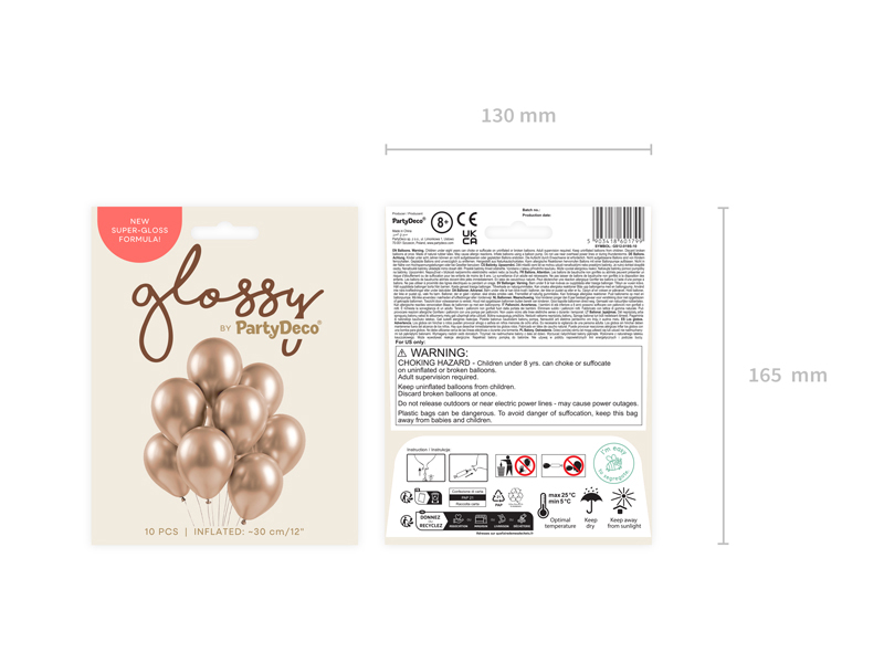 Balony Glossy 30cm, szampańskie złoto (1 op. / 10 szt.) - obrazek 5